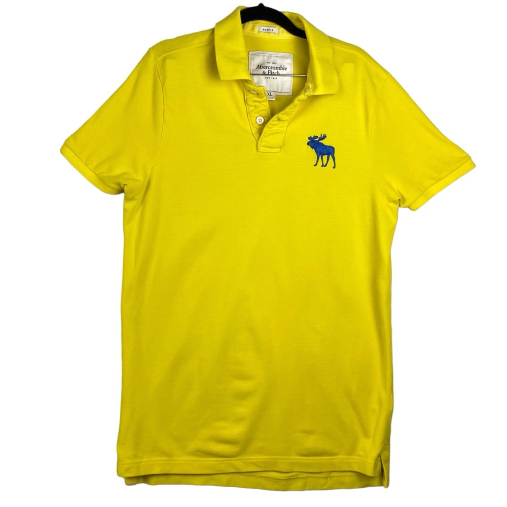 Abercrombie & Fitch Exploded Icon Muscle Mesh Polo Shirt XL Big Moose